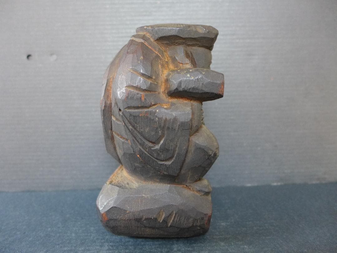 珍品　時代物　江戸期頃　一刀彫　大黒天　木彫　財運　招福物　アンティーク　骨董