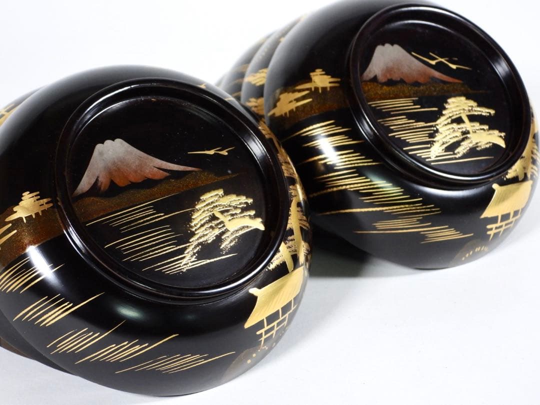 輪島塗 金時絵 富士風景紋 吸物椀 10客御節料理 お正月料理 茶懐石道具