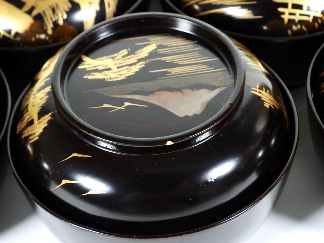 輪島塗 金時絵 富士風景紋 吸物椀 10客御節料理 お正月料理 茶懐石道具