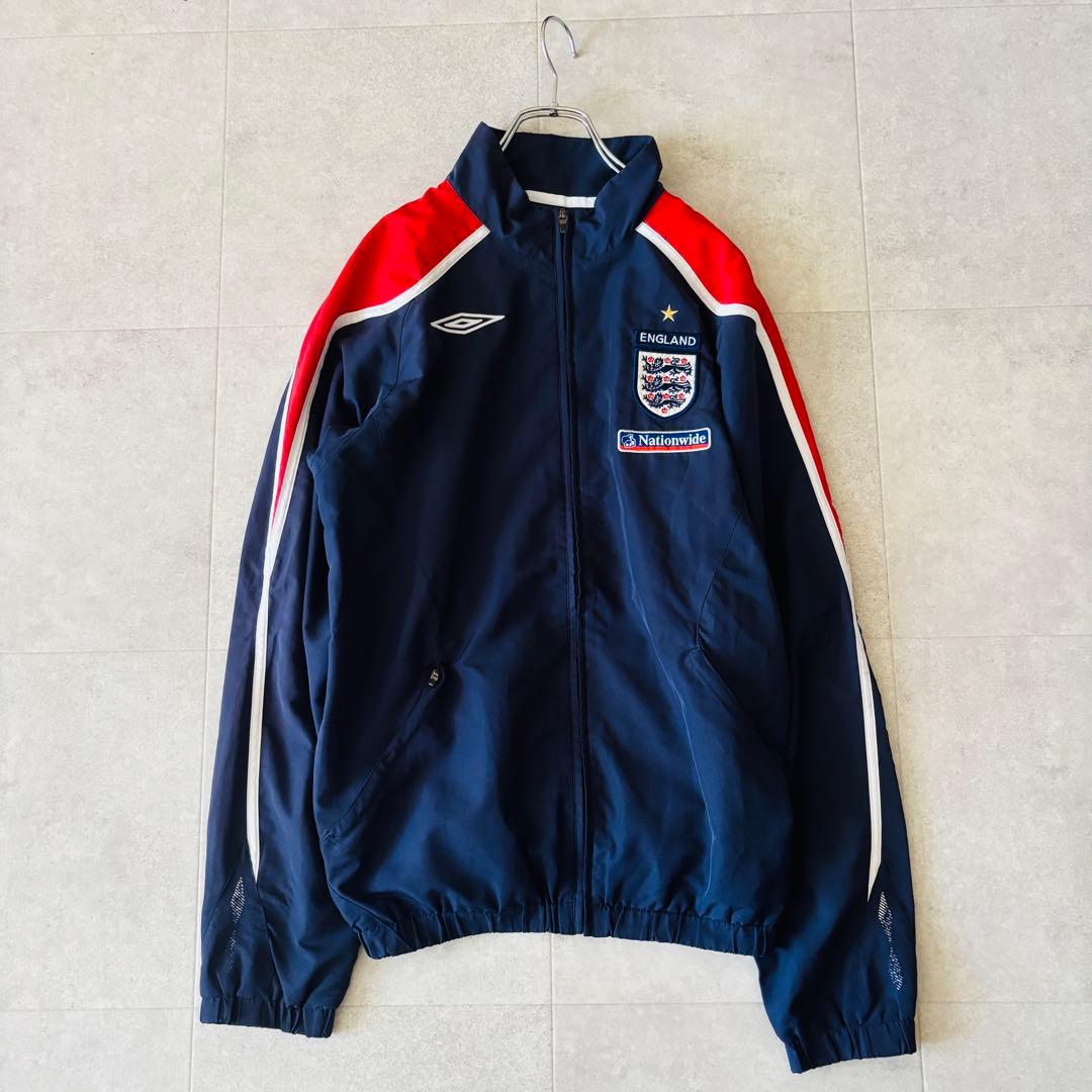 【L】90's UMBRO イングランド代表ナイロンジャージセットアップ 紺 白