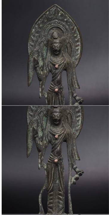 送料無料　東魏古銅如来立像　裏に文字あり　高さ20ｃｍ　中国古玩　仏教美術