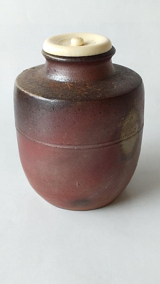 備前焼 竹内靖之 作 備前茶入 仕覆 国司間道 茶道具 共箱 栞 茶入 新品