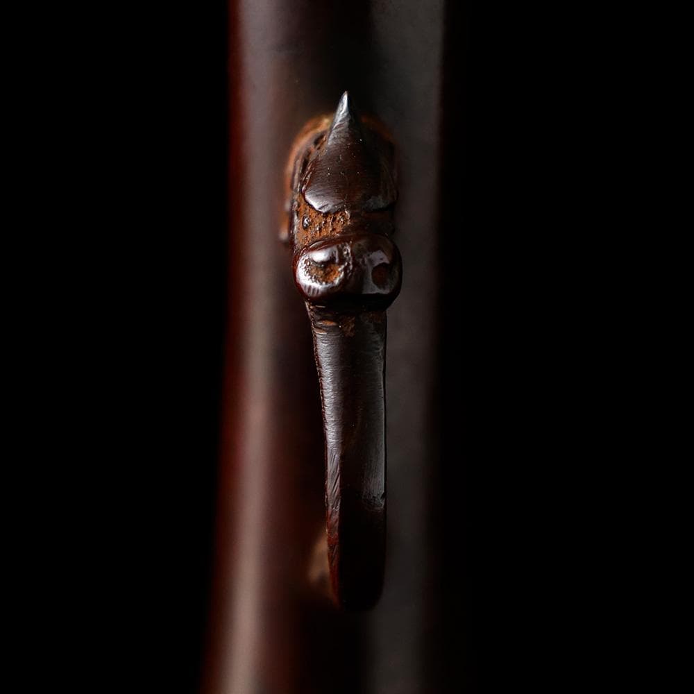 新品 伝統工芸作家 藤井宗喜 作 唐銅宝珠形龍耳花入 茶道具 共箱 黄布