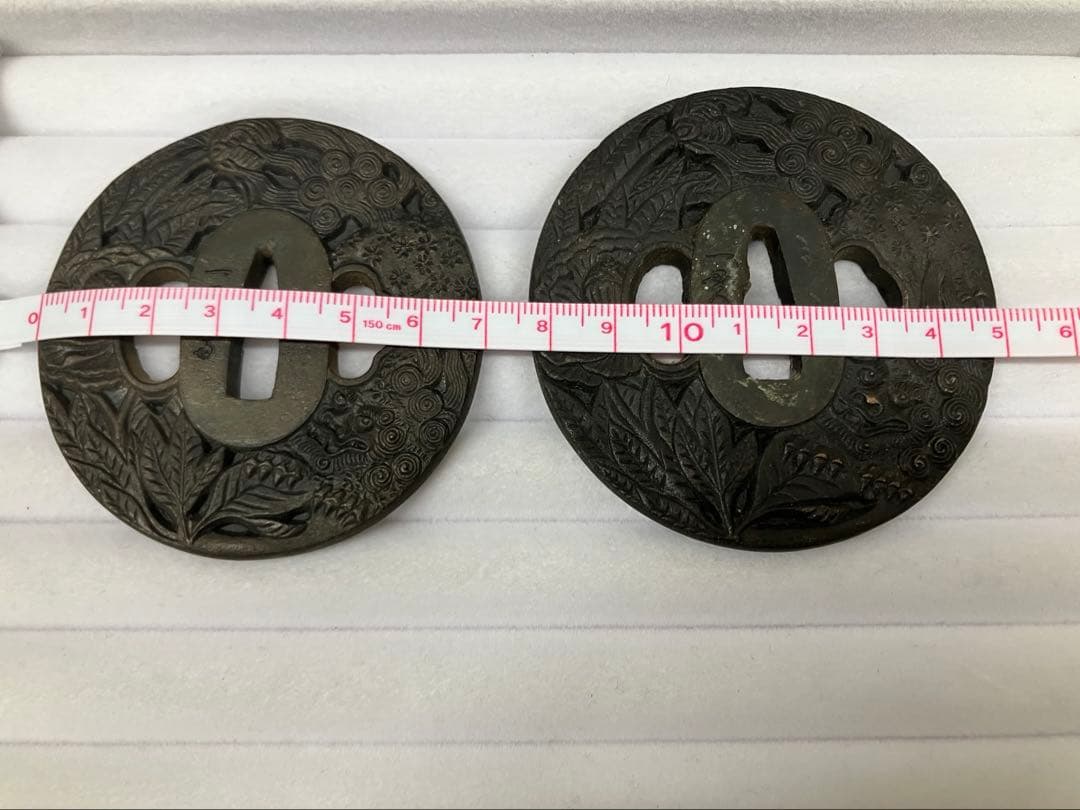 鍔(つば) 花と葉の彫刻 2セット