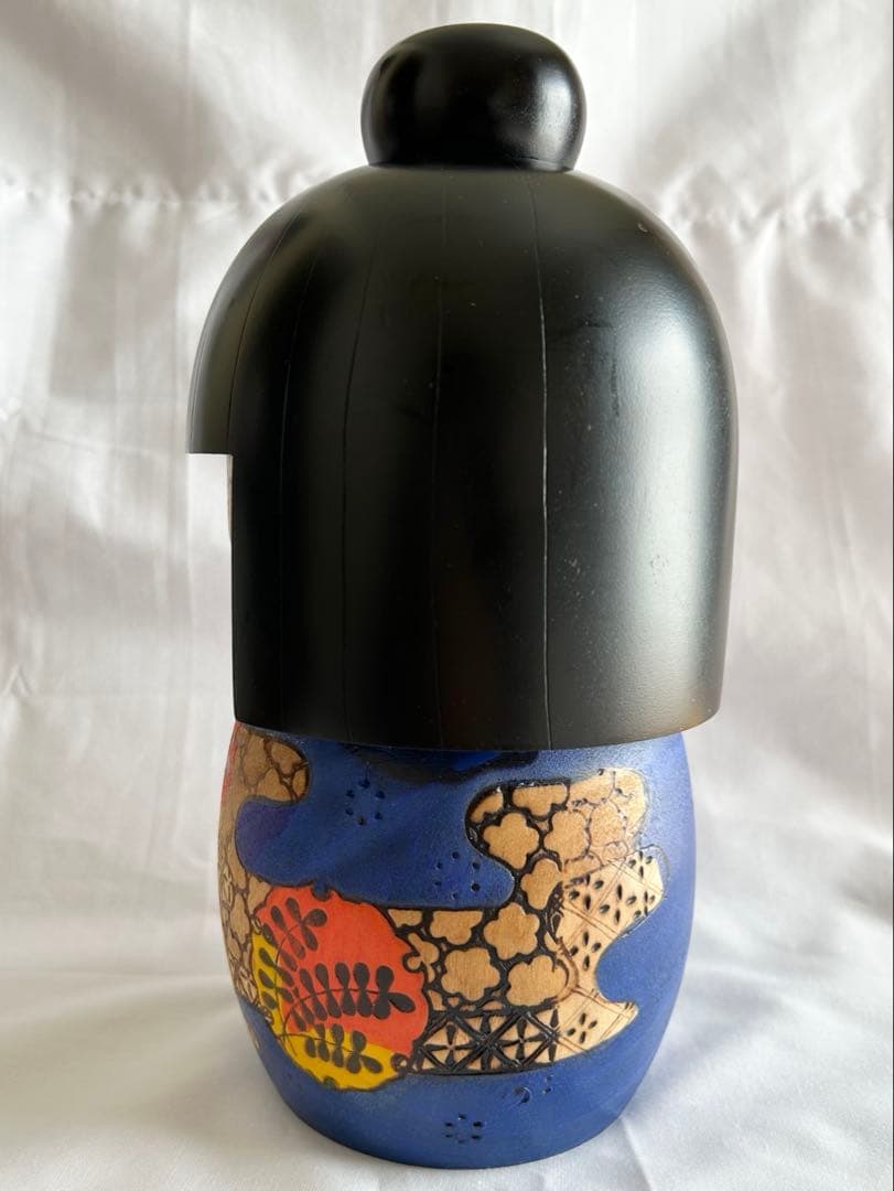 高見沢一夫 かずを こけし 憧憬 特大 工芸品 民芸品 童女 着物 青