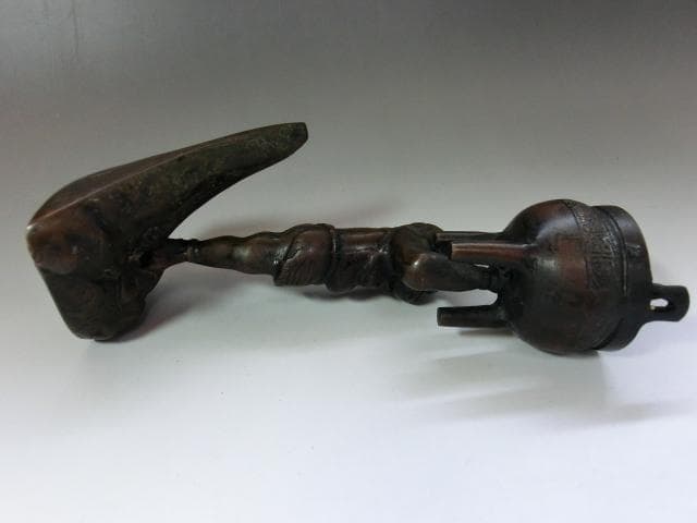置物■古銅器 香炉 鬼立像 トロール 銅製 時代物 骨董品 オブジェ 古美術■