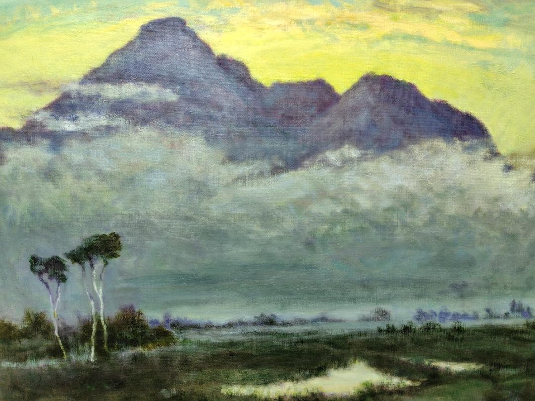 「明ける尾瀬ヶ原」2004 F15 風景画 油絵 油彩画 アート 絵画