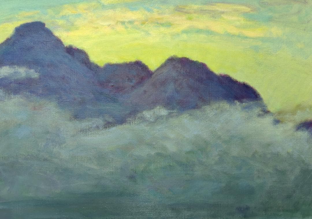 「明ける尾瀬ヶ原」2004 F15 風景画 油絵 油彩画 アート 絵画