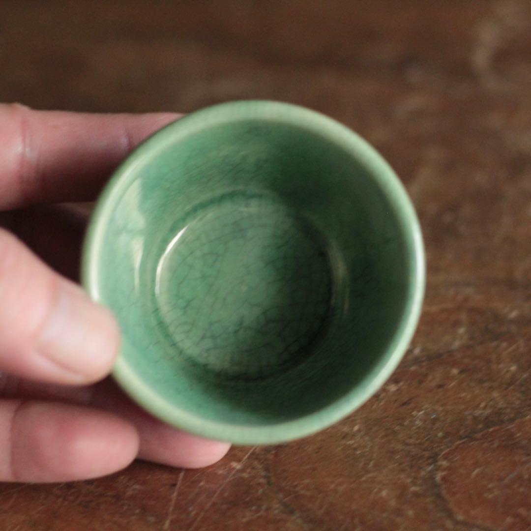 珉平焼 面取 盃 ぐい呑み 酒器 No.3 古道具 アンティーク