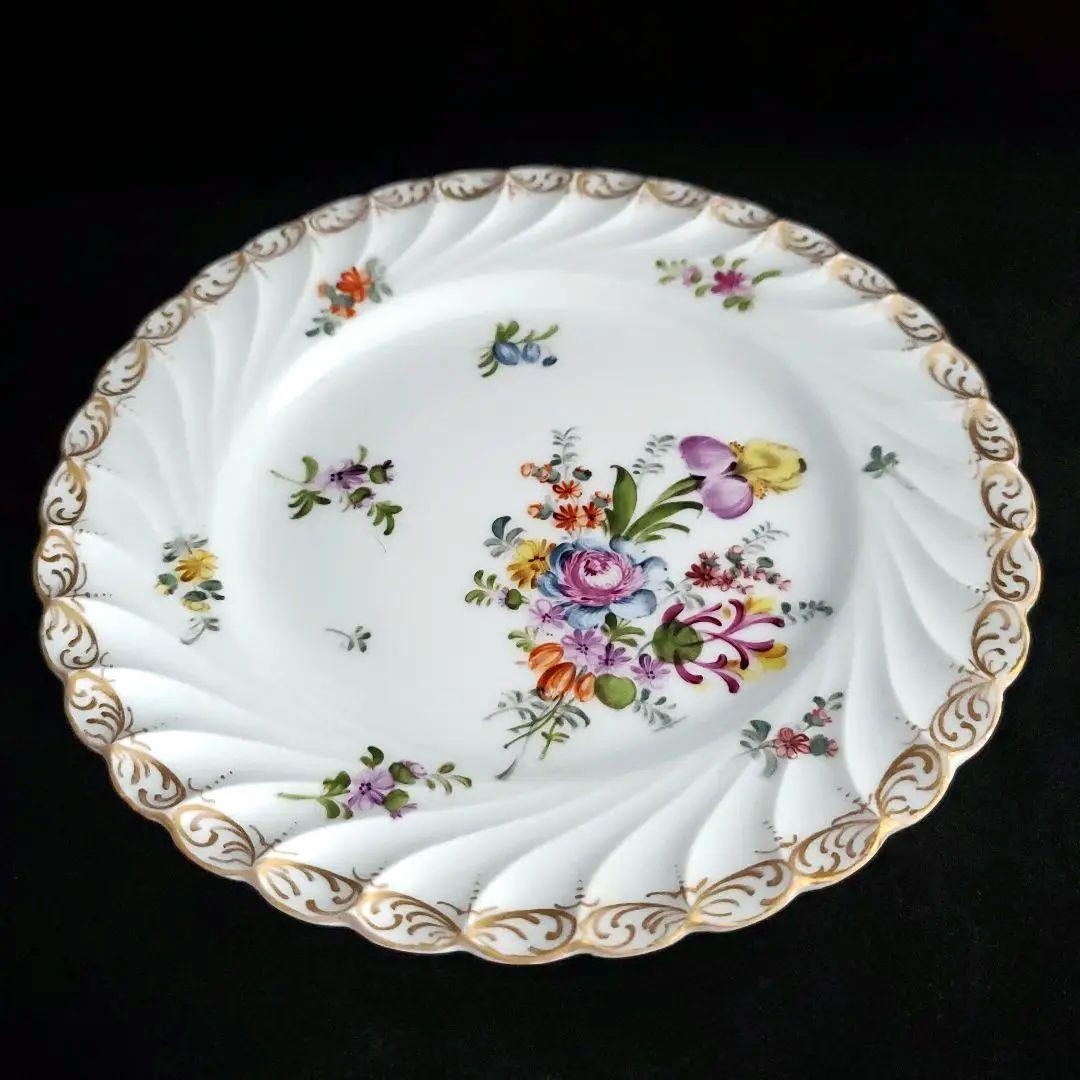 19世紀 ドレスデン(独)手描きの絵皿 2枚組 19cm