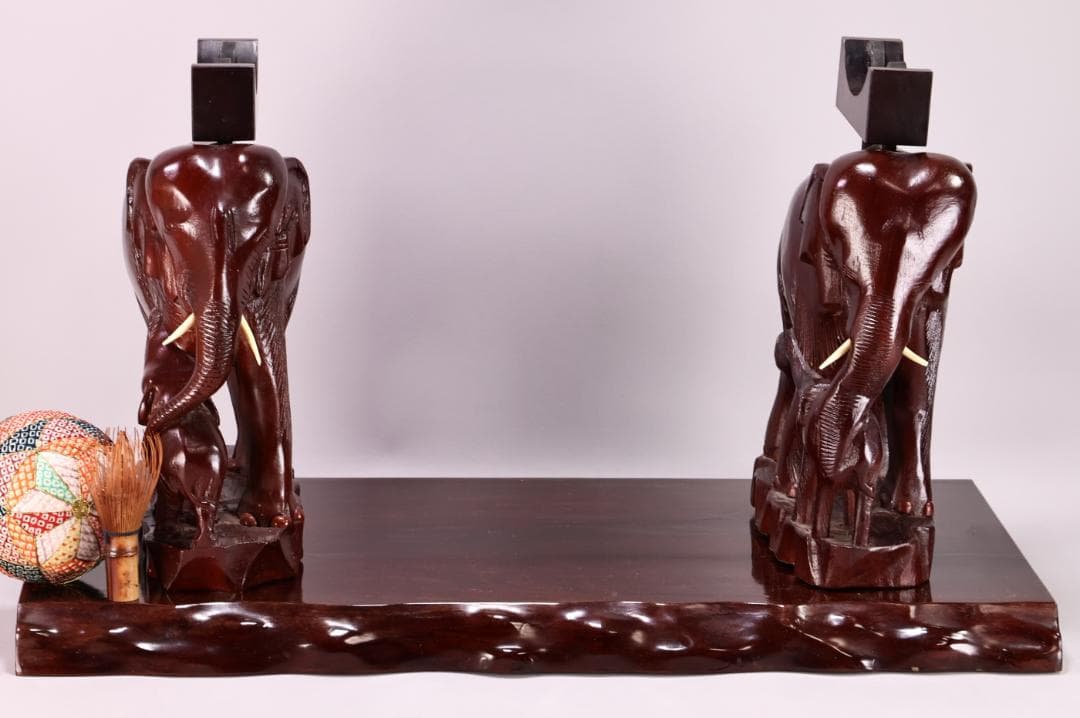 平尾　國幸　唐木製　象牙台　飾台　象形彫刻　武具　火縄銃 台 BJ180