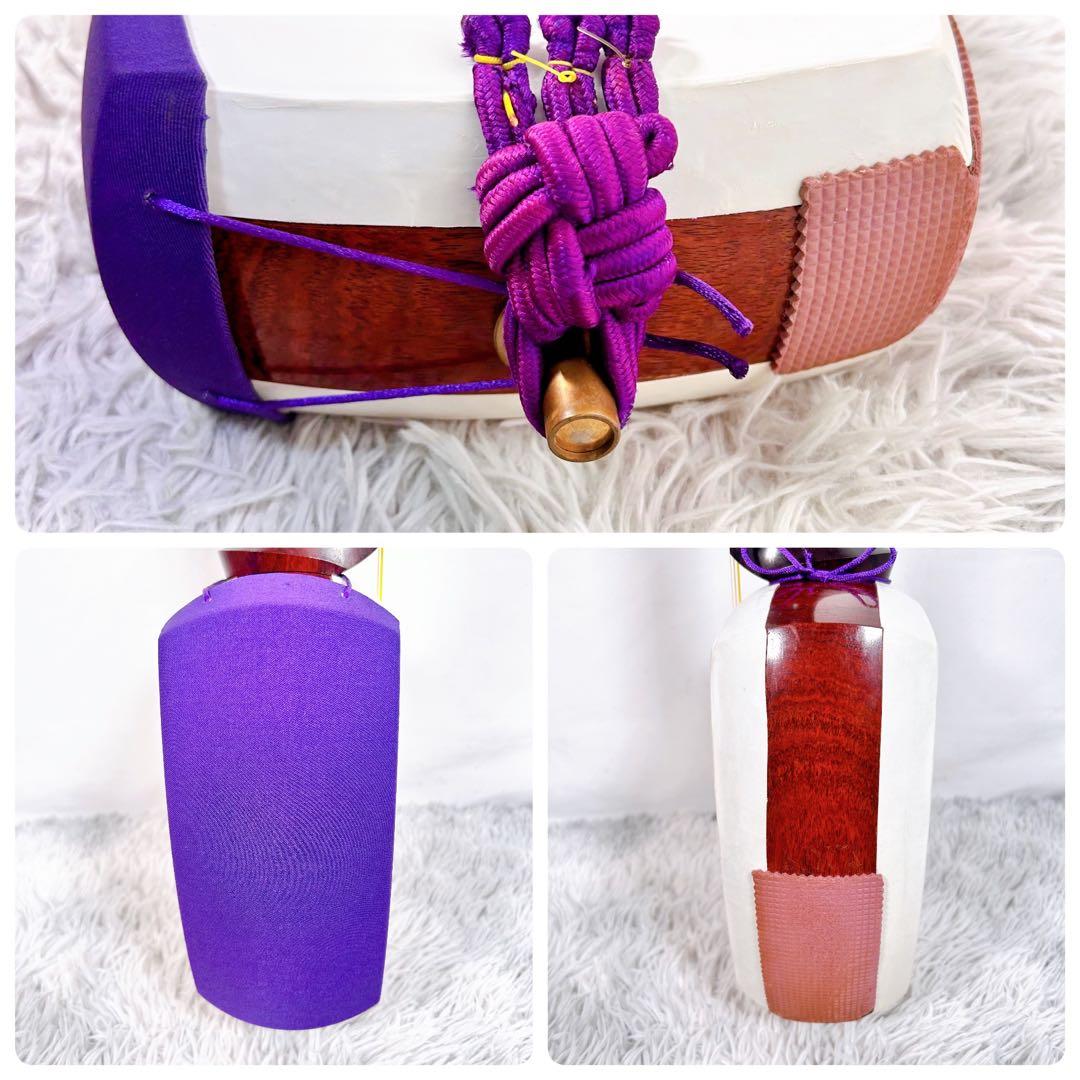 津軽三味線　紅木　太棹　東さわり付　皮やぶれなし　二本溝　天神欠けなし　合皮皮