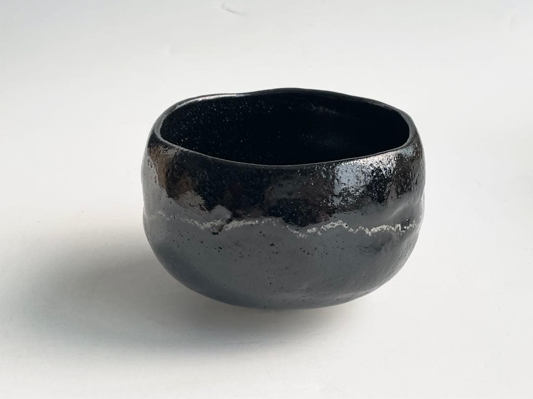 陶芸家　永興紹道　白幕釉　黒茶碗　黒楽茶碗　鵬雲斎書付　共箱　元値60万円以上