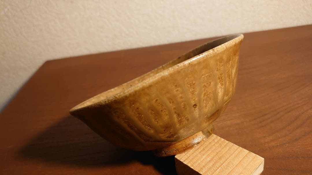 古九谷　須田靑華　靑華　初代須田靑華　伊羅保茶碗　黄瀬戸　抹茶碗　蔵出し　１客