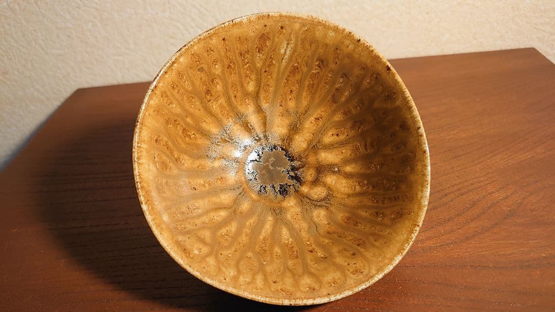 古九谷　須田靑華　靑華　初代須田靑華　伊羅保茶碗　黄瀬戸　抹茶碗　蔵出し　１客