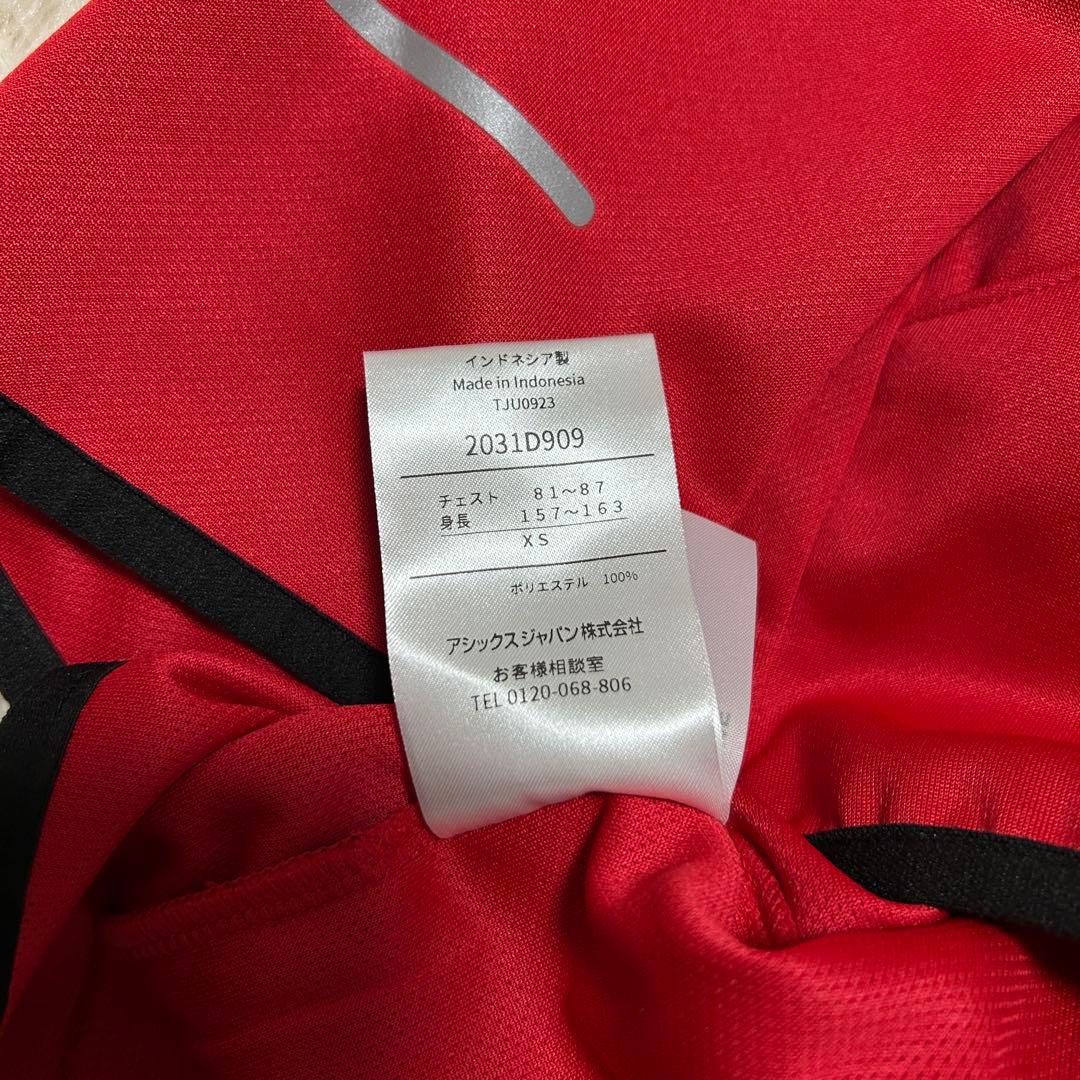 アシックス　asics ジャージ　上下　セットアップ　レッド　ブラック　XS