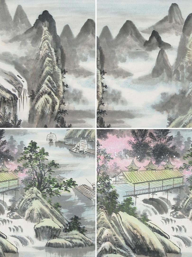 【画】　★ 字画 紙本水墨絵春桃図掛軸 ★　作家物　高山亭台 肉筆保証　近代書画