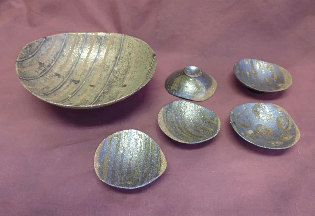 高台線文皿(一客) 高台小皿(五客)セット 未使用 新品同様