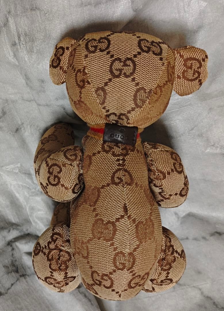GUCCI GGパターン テディベアぬいぐるみ ベージュ✕ブラウン