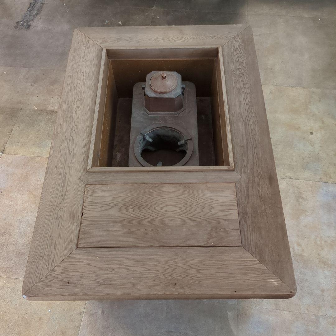 骨董 長火鉢 関西火鉢 ひのき 檜 銅器のどうこう付き 内側銅器 テーブル