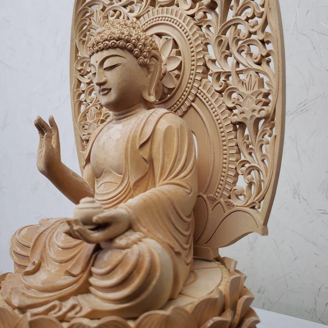 Ｂフライデー蔵出し特価仏像★ヒバ材 薬師如来坐像4.5寸★お薬師様総高さ50cm