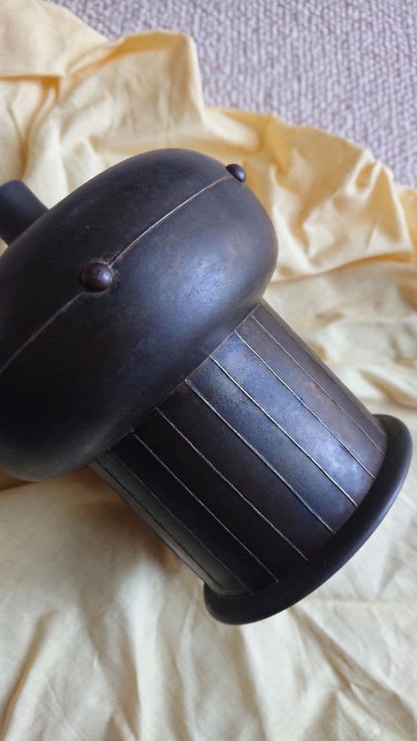 菊銀象巌紋 鋳銅 香炉 彫金師 井波慶州 氏造 共箱入