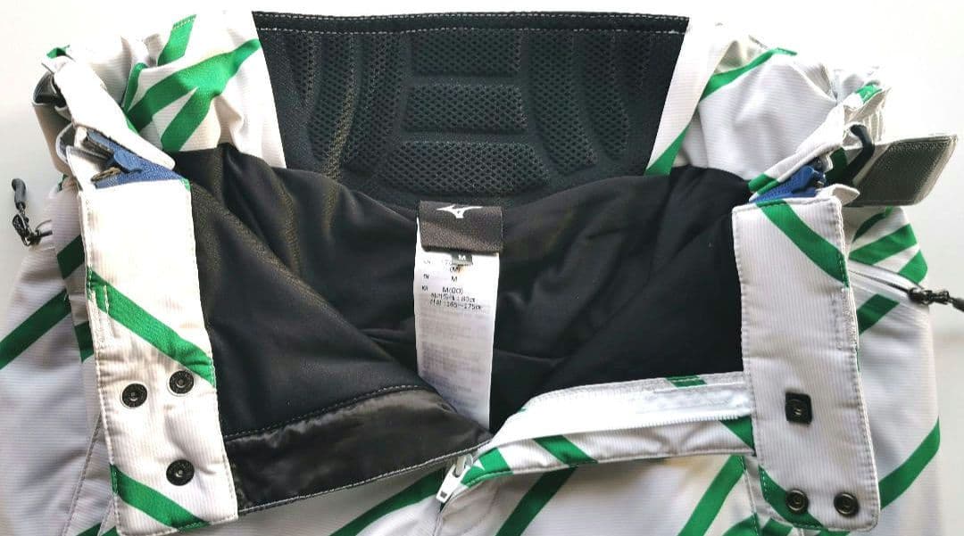 MIZUNOスノーボードパンツ ホワイトとグリーンストライプ 男性用M