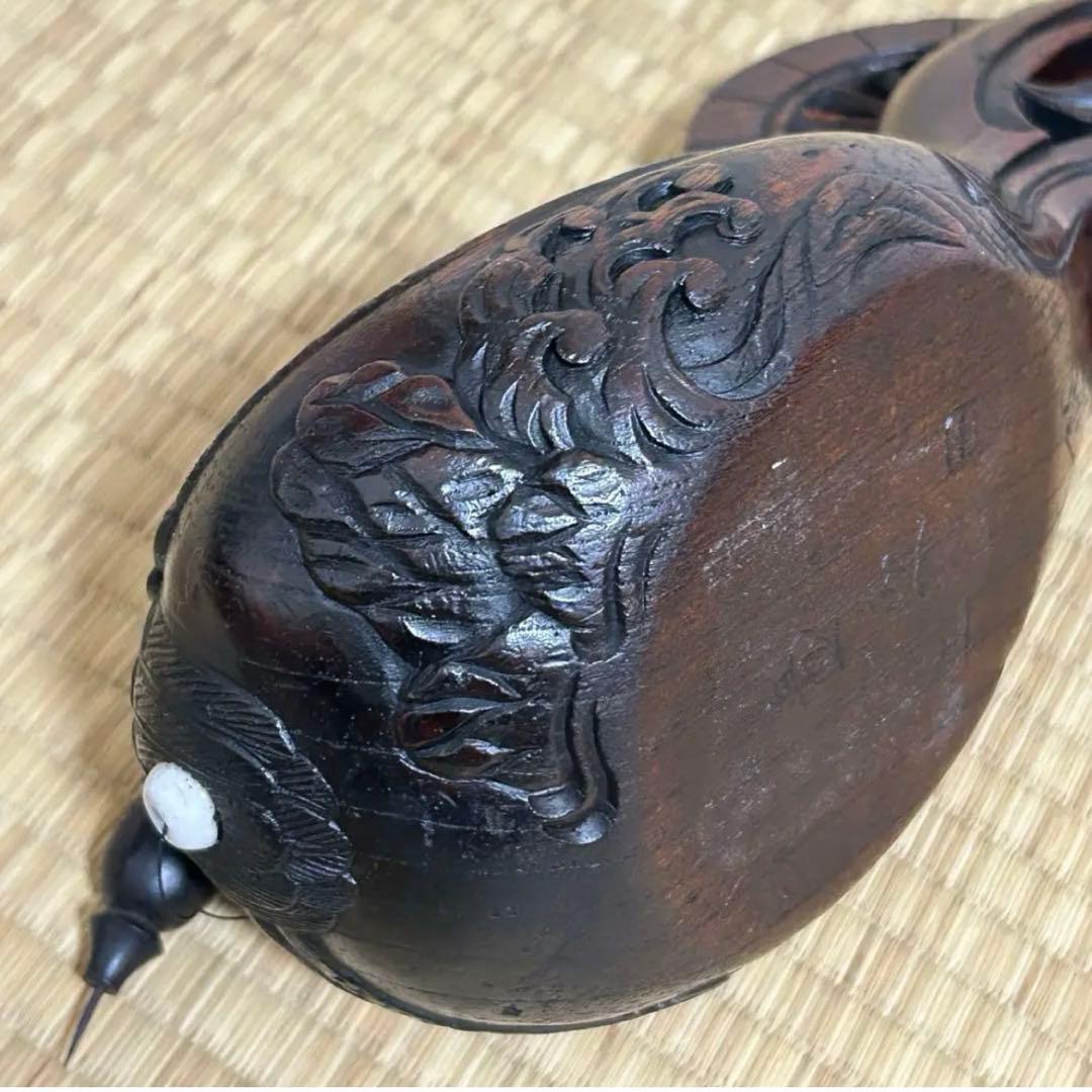 [珍] 鶴蓑亀紋墨壺　古道具　工芸品　置物　27-28cm美品