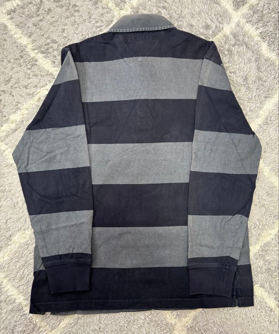   ストライプ長袖ポロシャツ L