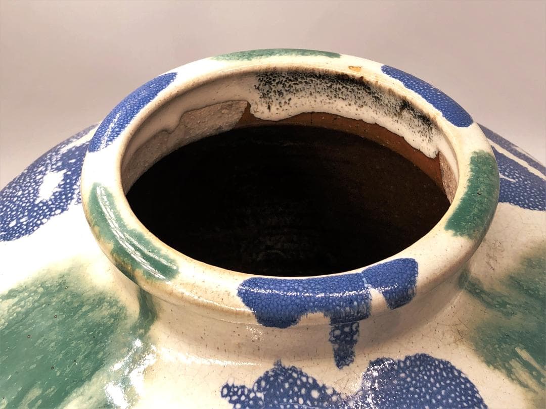 【 すだれ壺 】　信楽焼　アンティーク