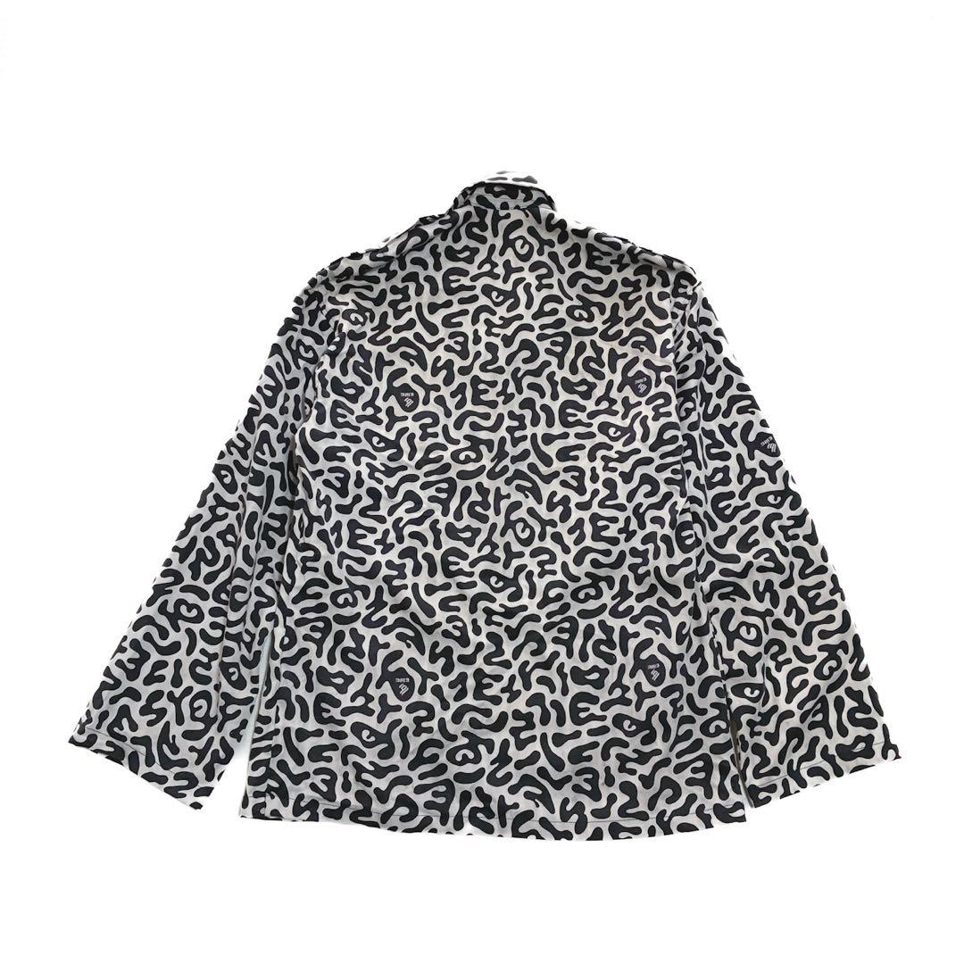 80s 韓国軍 襟章 ワッペン付き HBT バクテリアカモ 迷彩 長袖 シャツ