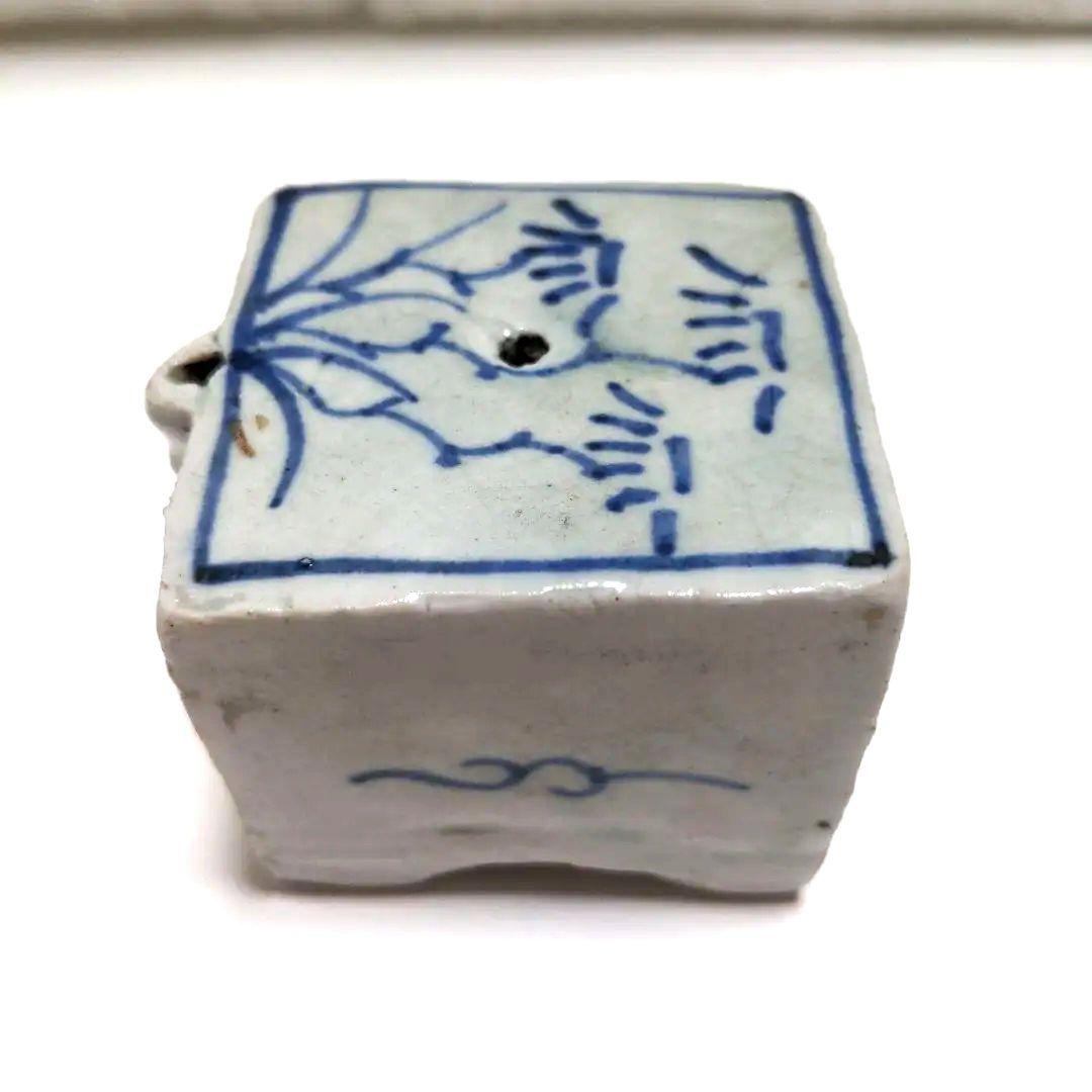 水滴　染付け　陶器　窯元不明　書　書道