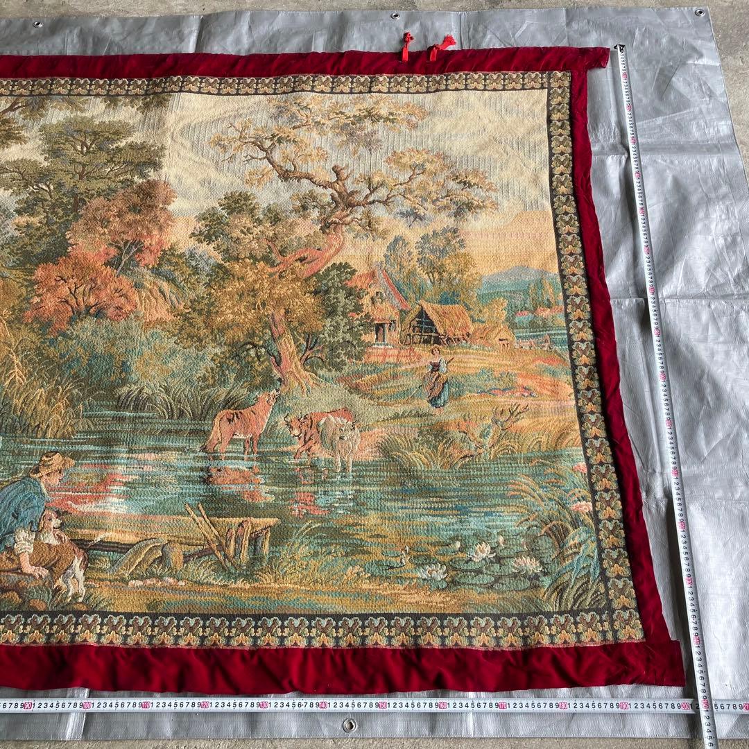 ゴブラン織 タペストリー ラグ 壁掛け 大型 特大 風景 インテリア レトロ