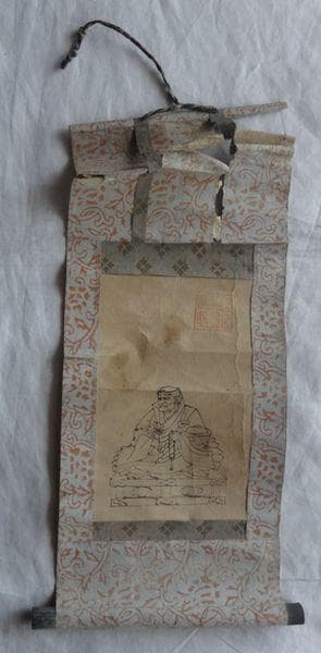 稀少 アンティーク 寺 天狗和尚 天狗 和尚 妖怪 紙本 掛軸 寺院 古美術