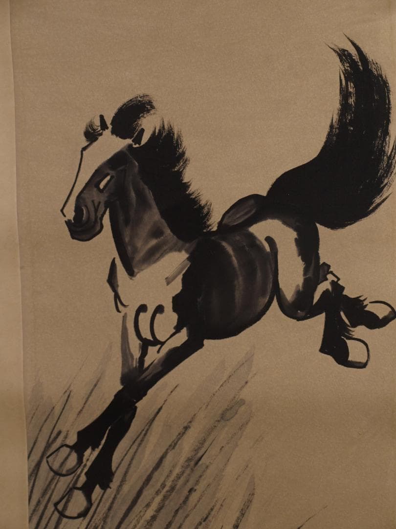 蔵出品 现代の肉筆絵　徐悲鸿作　　人物絵　激安骨董品 DE633C8-3