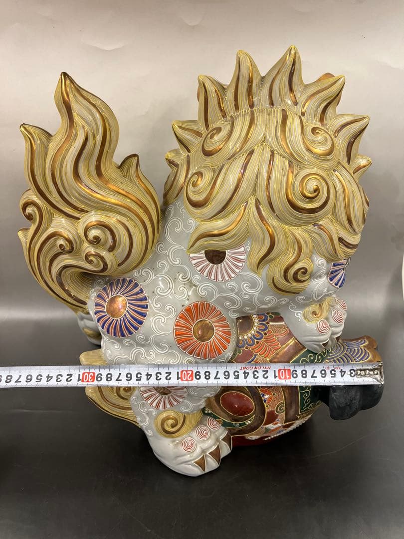 美品 九谷焼 巨大シーサー 送料込み