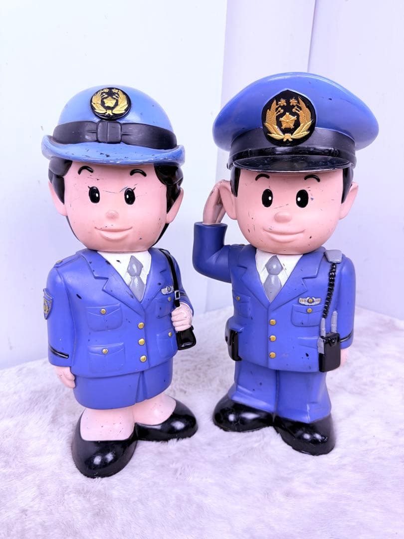 激レア！ 37cm 埼玉県警察 警察官 婦人警官 2体セットおまわりさん人形