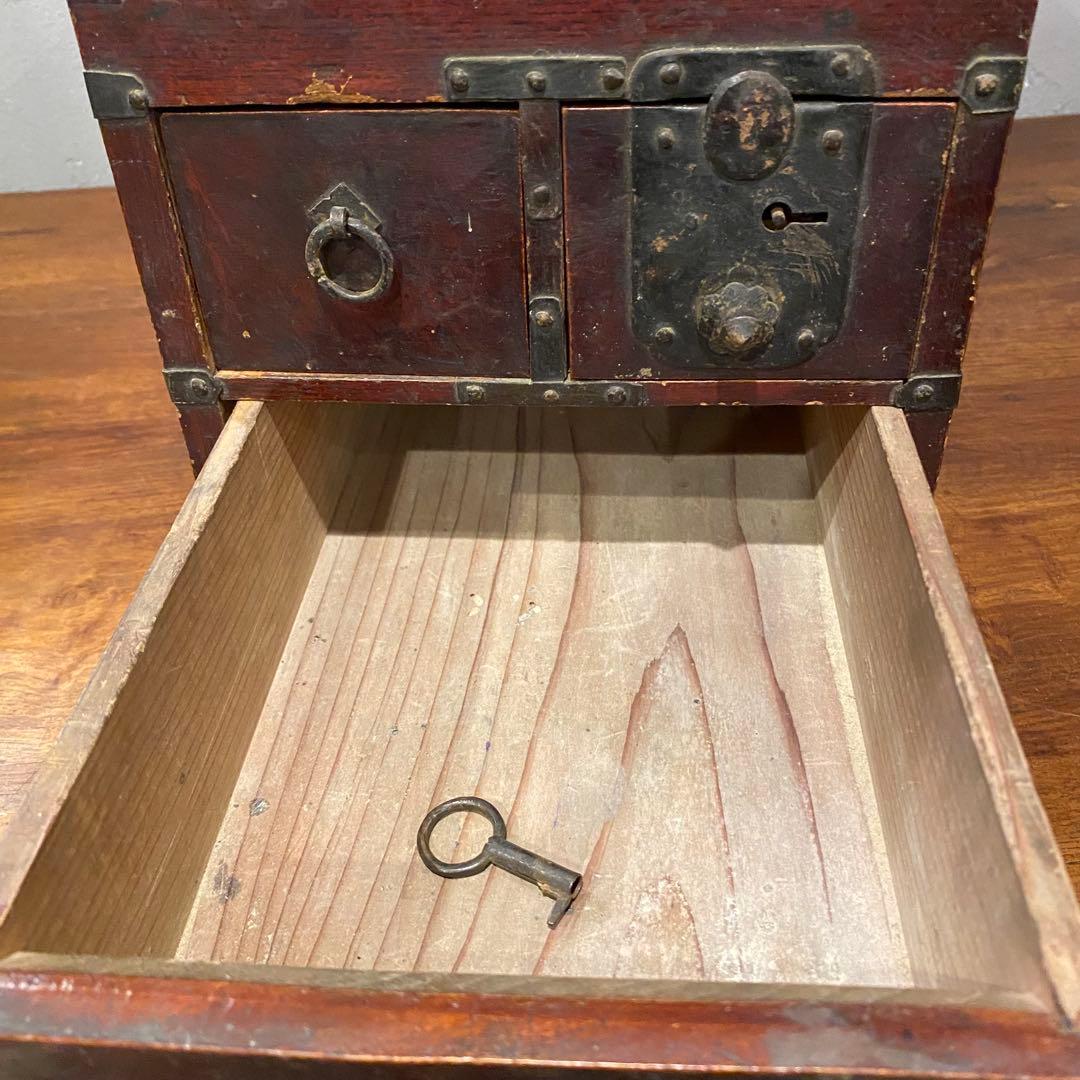 明治 硯箱 小引き出し 銭函 時代箪笥 骨董品 古道具 アンティーク