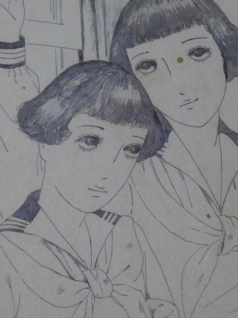 大正ロマンの画家、山根幸雄／由紀雄の肉筆の画稿です。中原淳一と同時代です／6