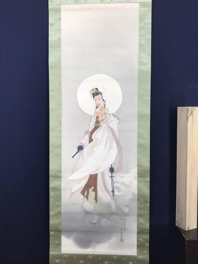 【真作】来象/観音図/雲上観音図/掛軸/名家伝来/AC-643