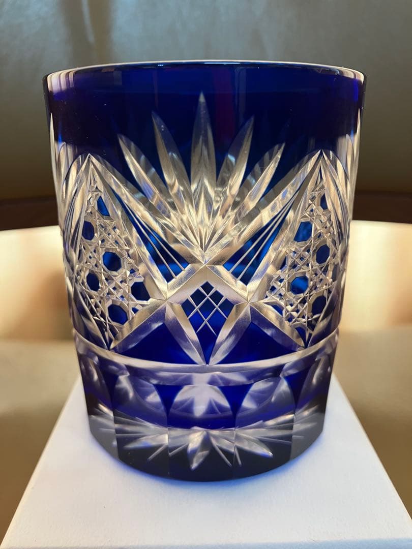 江戸切子 田島硝子 八角籠目 菊底 オールド ロックグラス ルリ TG98-23