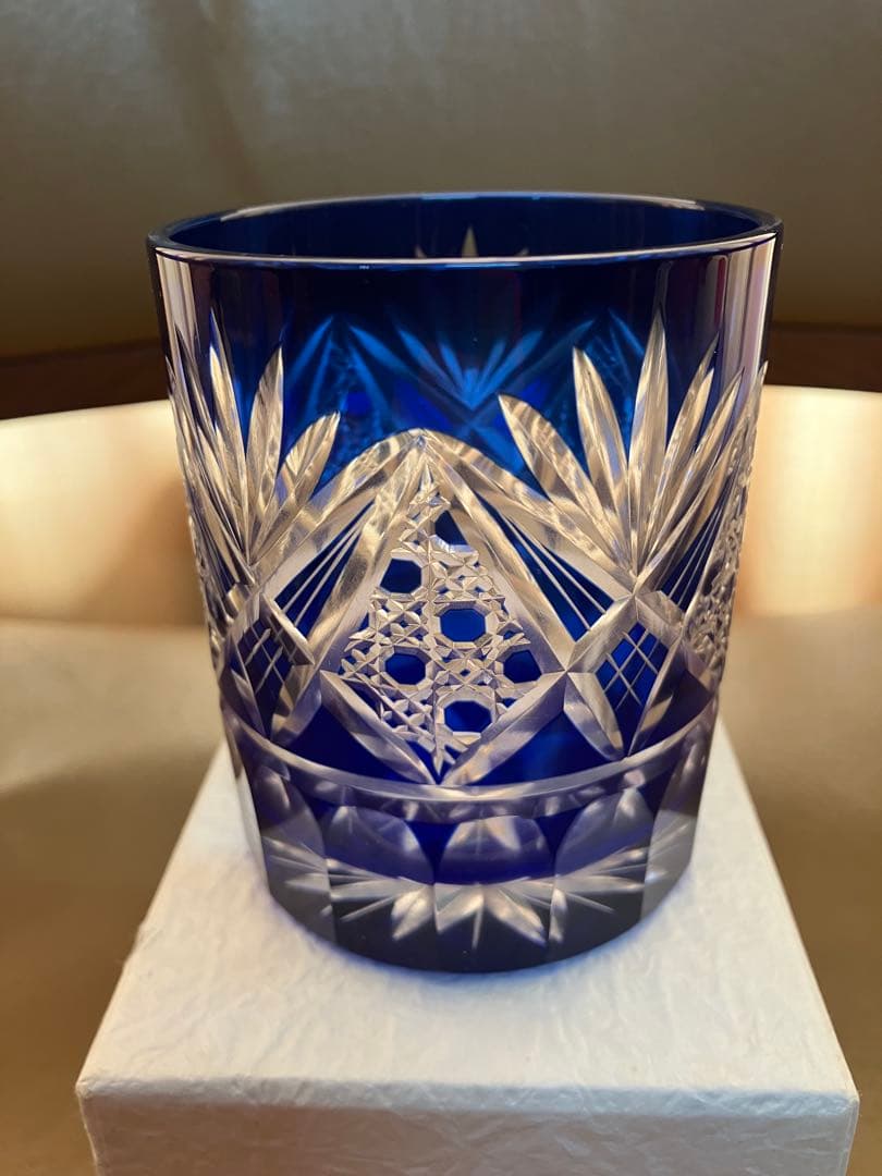 江戸切子 田島硝子 八角籠目 菊底 オールド ロックグラス ルリ TG98-23