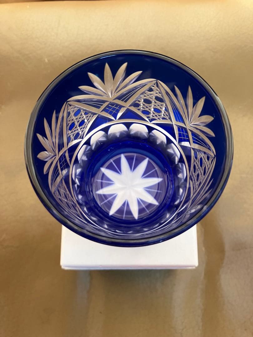 江戸切子 田島硝子 八角籠目 菊底 オールド ロックグラス ルリ TG98-23