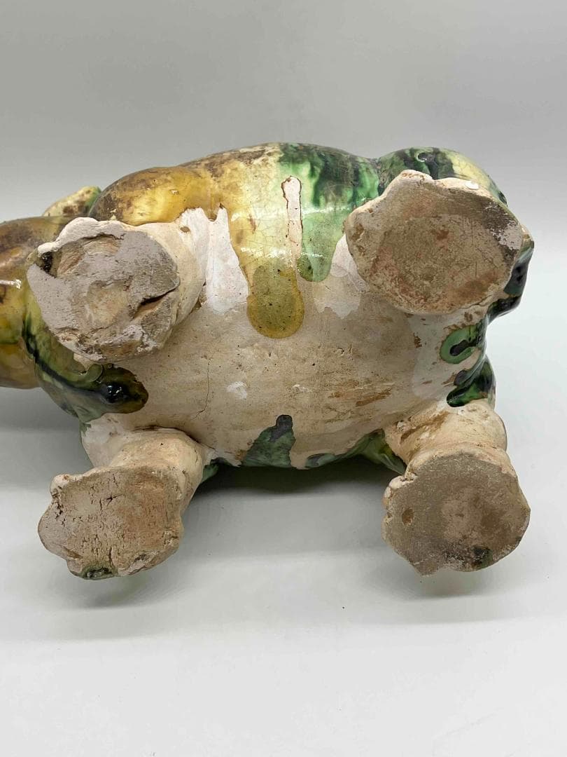 唐時代　唐三彩犀牛　極上品　【旧家旧蔵】　希少貴重　唐物(B-72)