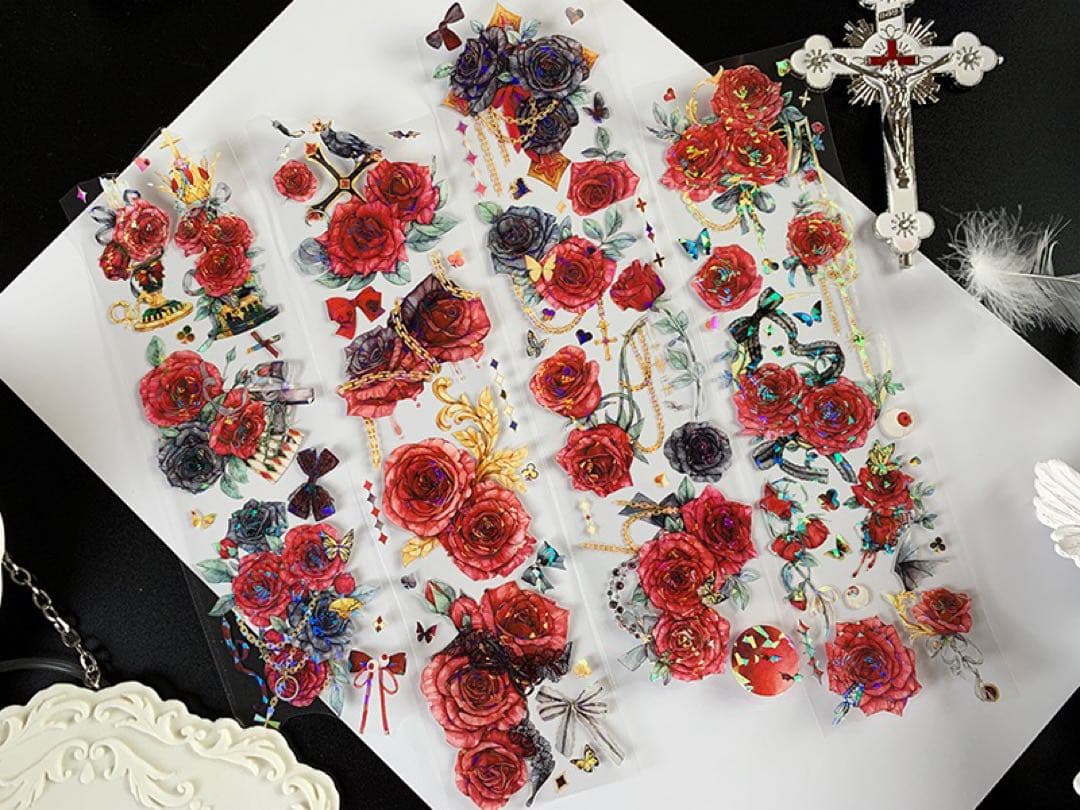 新七天《黯夜玫瑰》 PETテープ　海外マスキングテープ 【1183】