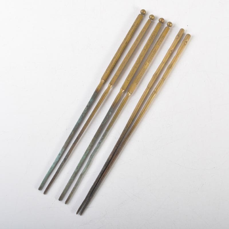 茶道具　黄銅　神獣文　火箸　三組まとめて　C　6466