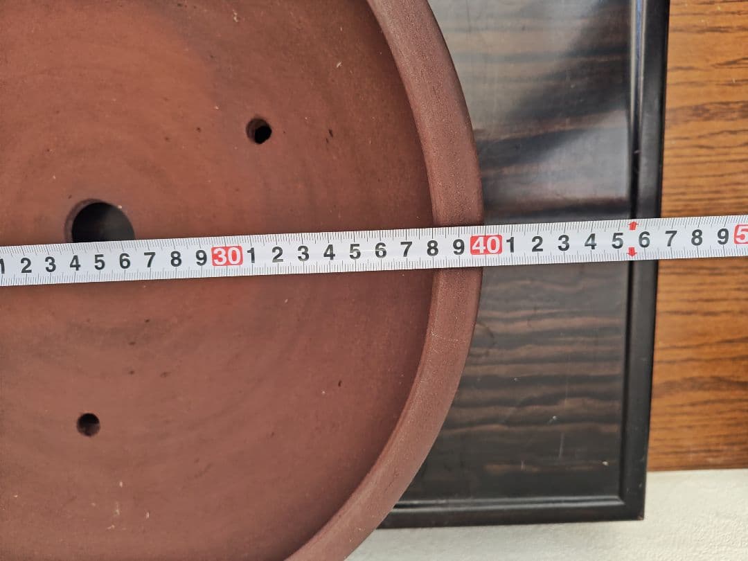 陶器製 赤褐色 大型盆栽鉢　排水穴付き　落款　陶陽　松本武