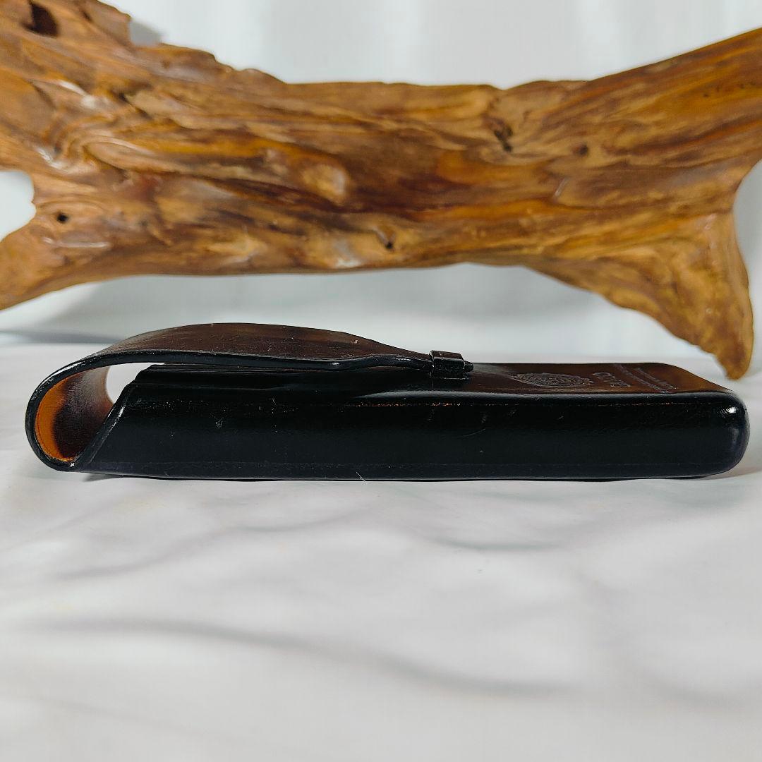 【GANZO／マエストロ2】高級3本差しペンケース　極艶ブラックイタリアンレザー