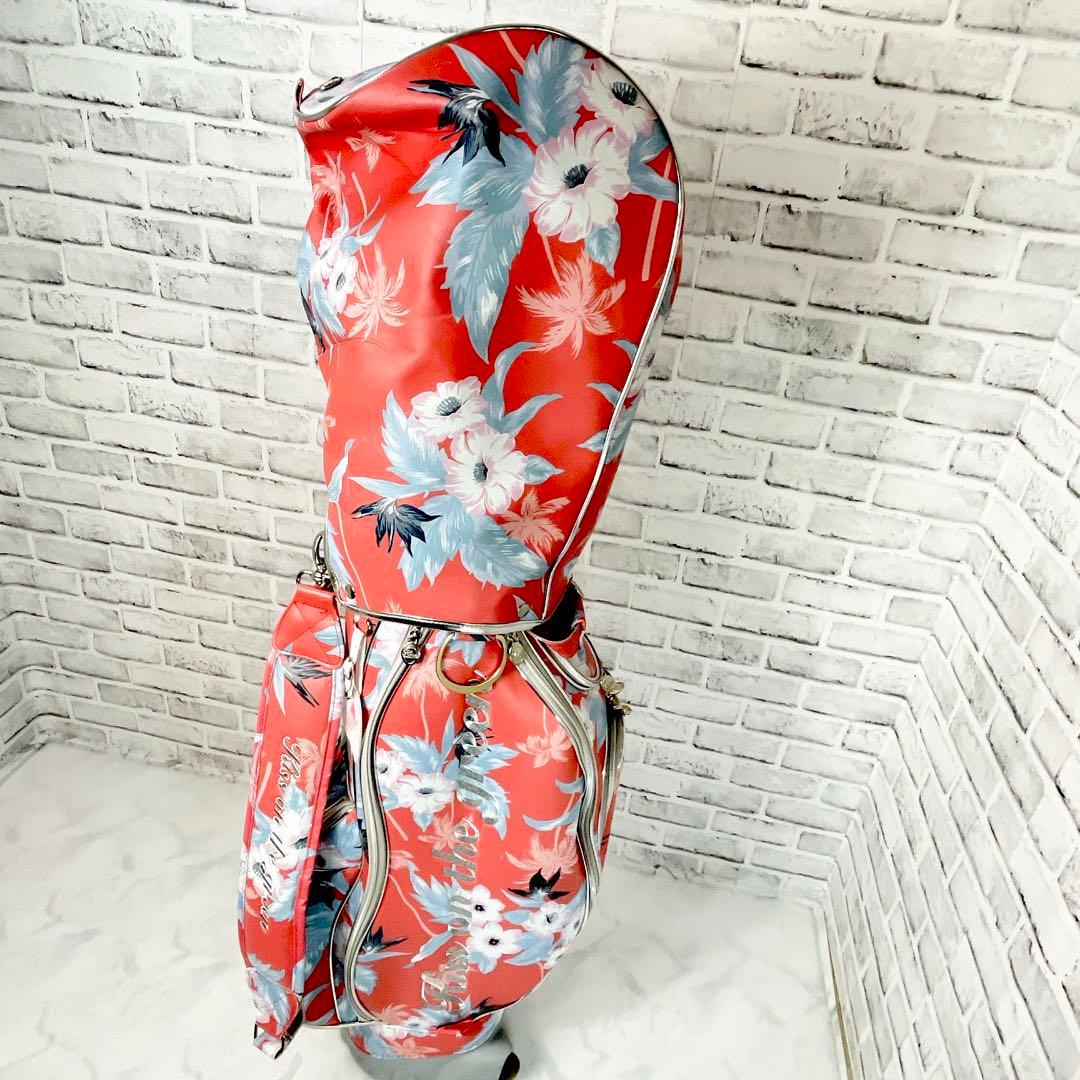 Kiss on the green キャディバッグ キャスター付き 花柄 ゴルフ