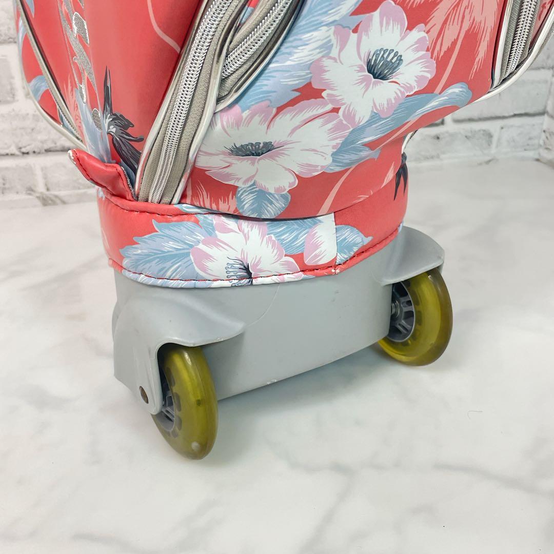 Kiss on the green キャディバッグ キャスター付き 花柄 ゴルフ